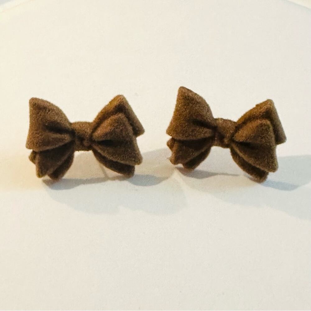 Flocked Bow Stud Earrings